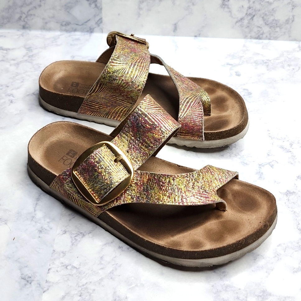 White Mountain Footbeds Iredesent Gold Pink Slider Birkinstok Style